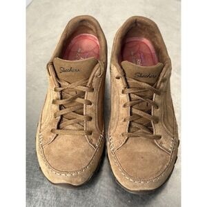 SKECHERS Tan Suede Shoes Relaxed Fit Air Cooled 7.5M Moccasin-like Comfort